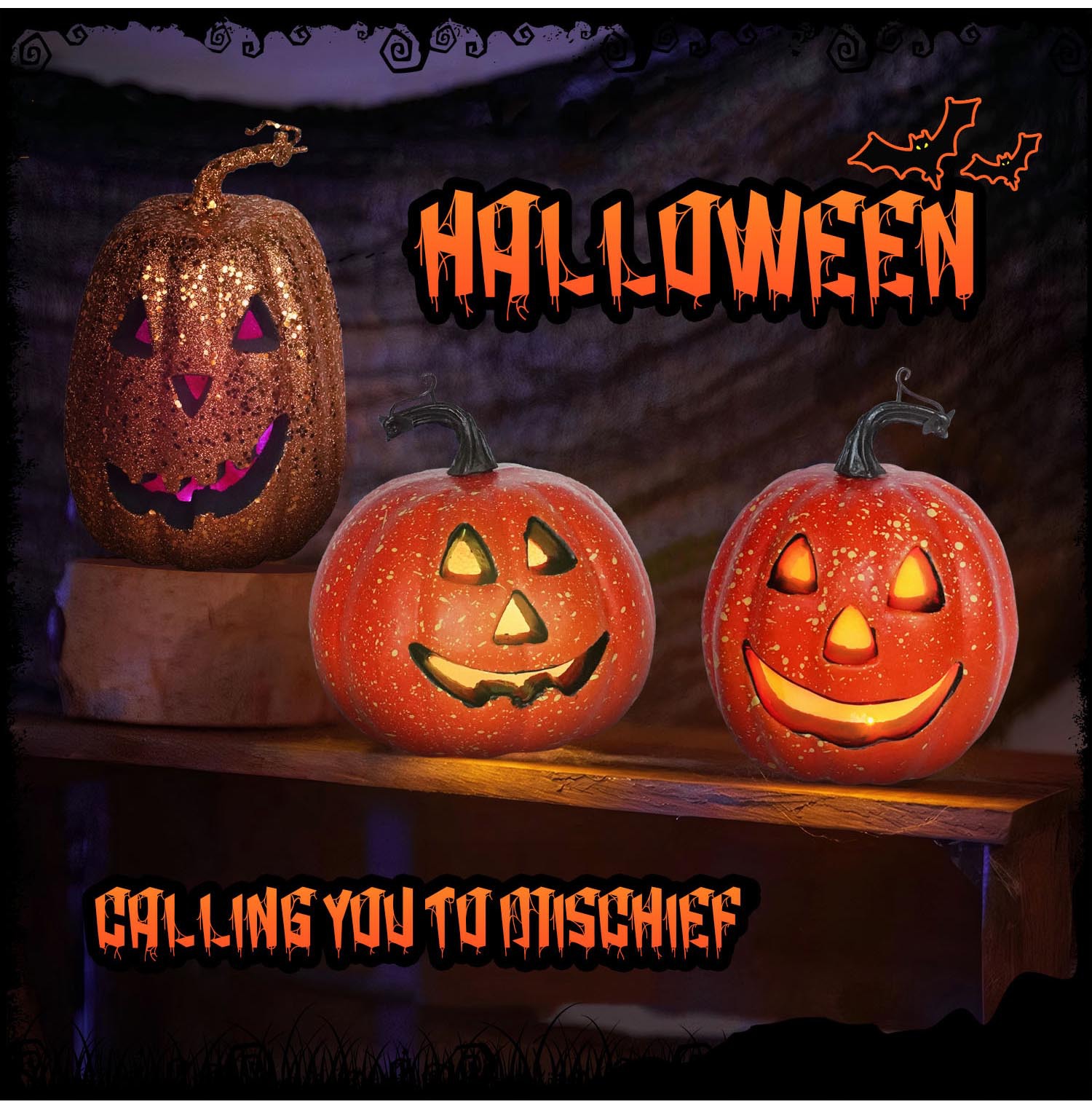 Lighting Decor House - Halloween Pumpkin Decorations with Lights Vintage
