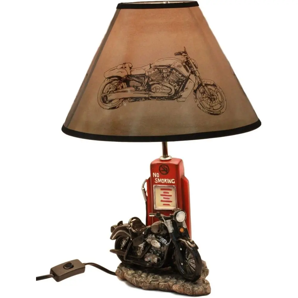Decor Lighting Lamps - Vintage Retro Black Motorcycle Gas Pump