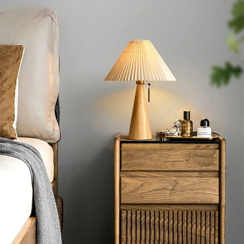 Decor Lighting Lamps - Retro Pleated Table Lamp Nordic Solid