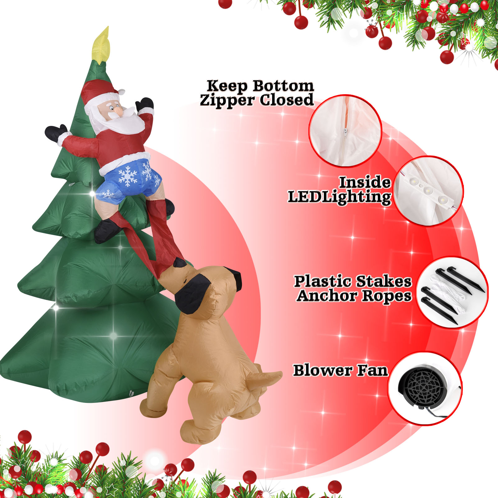 Christmas Inflatable Dog  w/Sa - Home Decor Lighting Tree ulasan dan harga