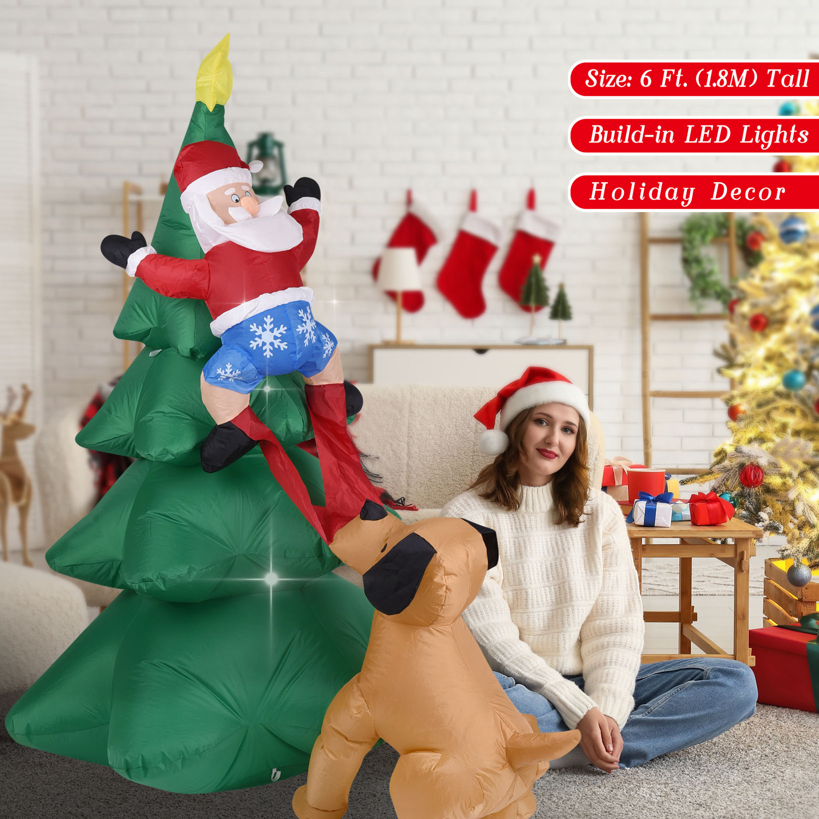 Christmas Inflatable Dog  w/Sa - Home Decor Lighting Tree ulasan dan harga