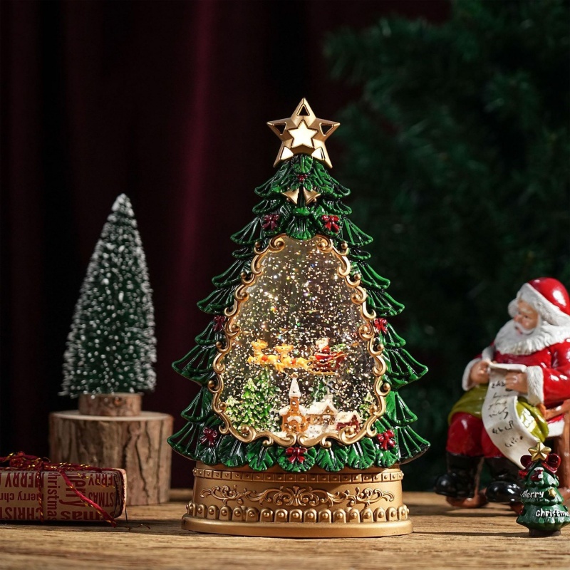 Snow Globe Music Box Christmas - Home Decor Lighting Tree ulasan dan harga