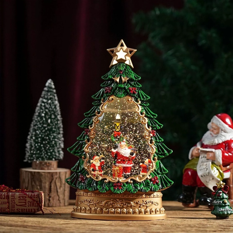 Snow Globe Music Box Christmas - Home Decor Lighting Tree ulasan dan harga