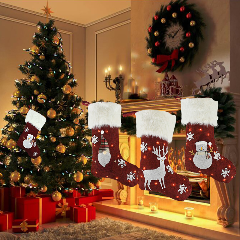 Christmas Socks With Led Light - Home Decor Lighting Tree ulasan dan harga