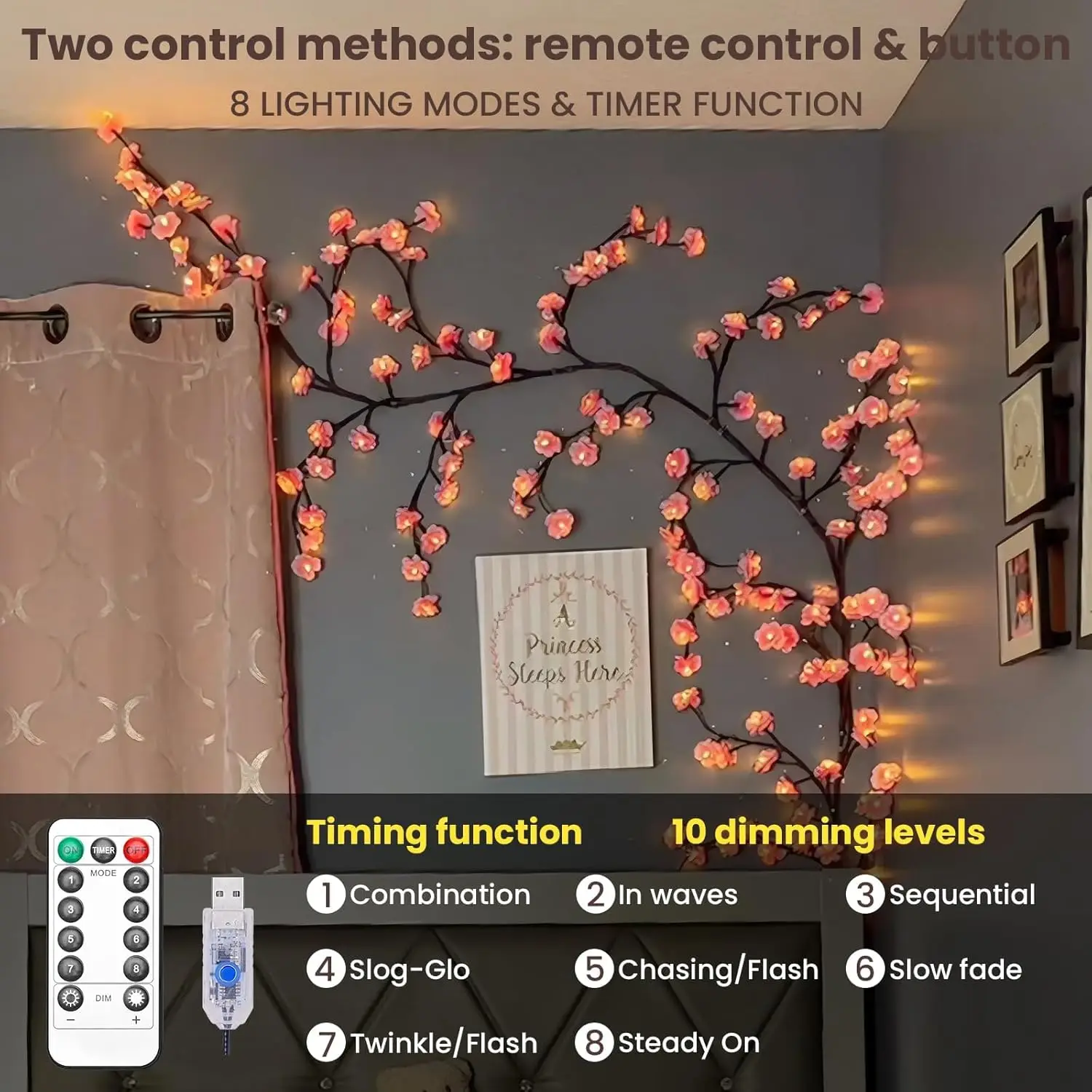 Cherry Blossom Willow Vine Twi - Home Decor Lighting Tree ulasan dan harga